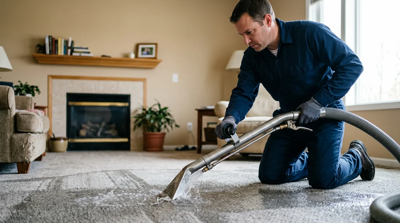 Water damage restoration technician working near Hampstead, NH